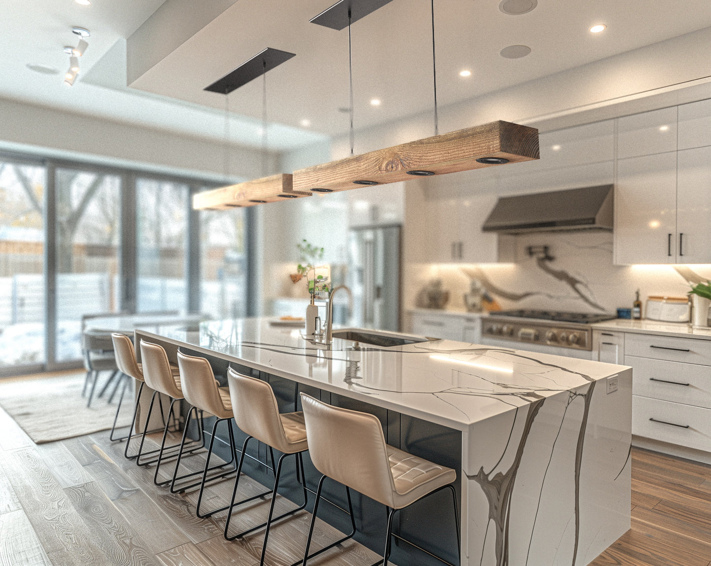 Reclaimed Wood Beam Kitchen Island Light Rustic